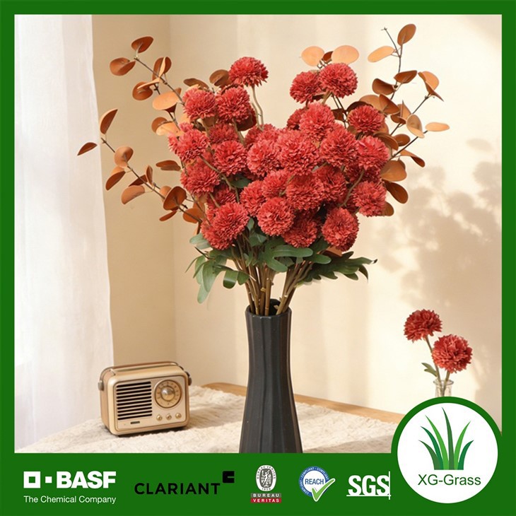 Artificial Crimson Chrysanthemum Ball Flower Stem Set high quality